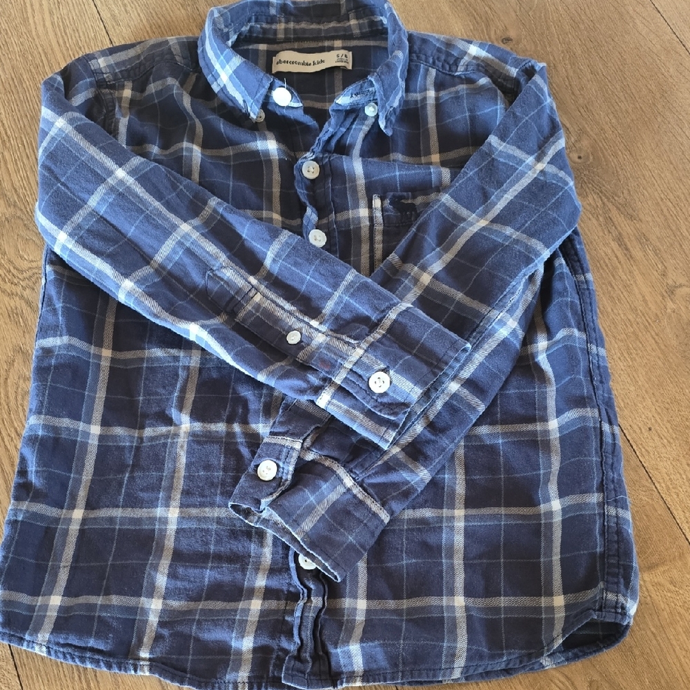 Abercrombie Kids Navy Plaid Button Down Shirt